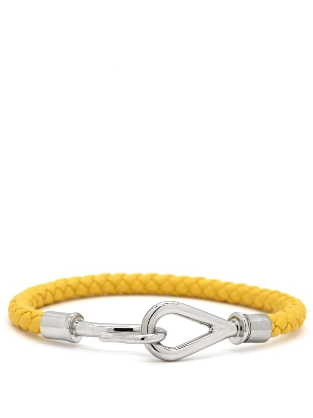 Hermes Bracelet Jumbo Leather Metal Yellow Silver Braided